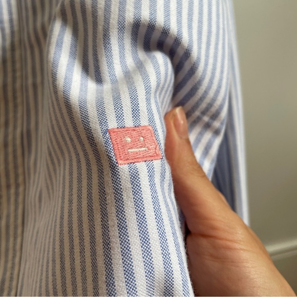 ACNE STUDIOS striped blue and white button-down collared shirt - Picture 3 of 6